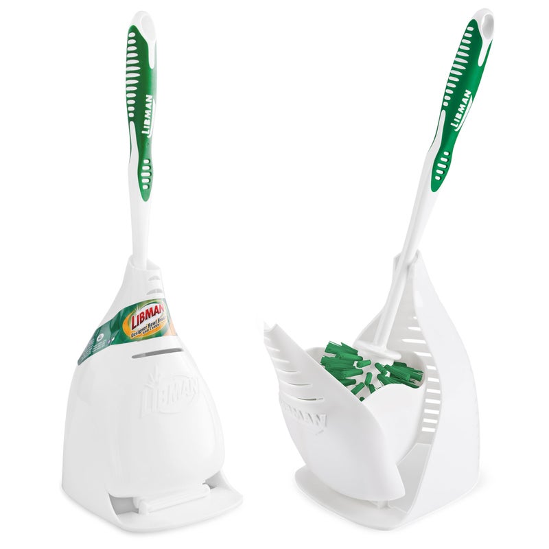 Libman Commercial Libman Designer Bowl Brush and Caddy - 2 Pack - Toilet Brush and Holder Set, Non-Scratch, Bathroom Brush, Hygenic Caddy with Drying Slits - Image 1